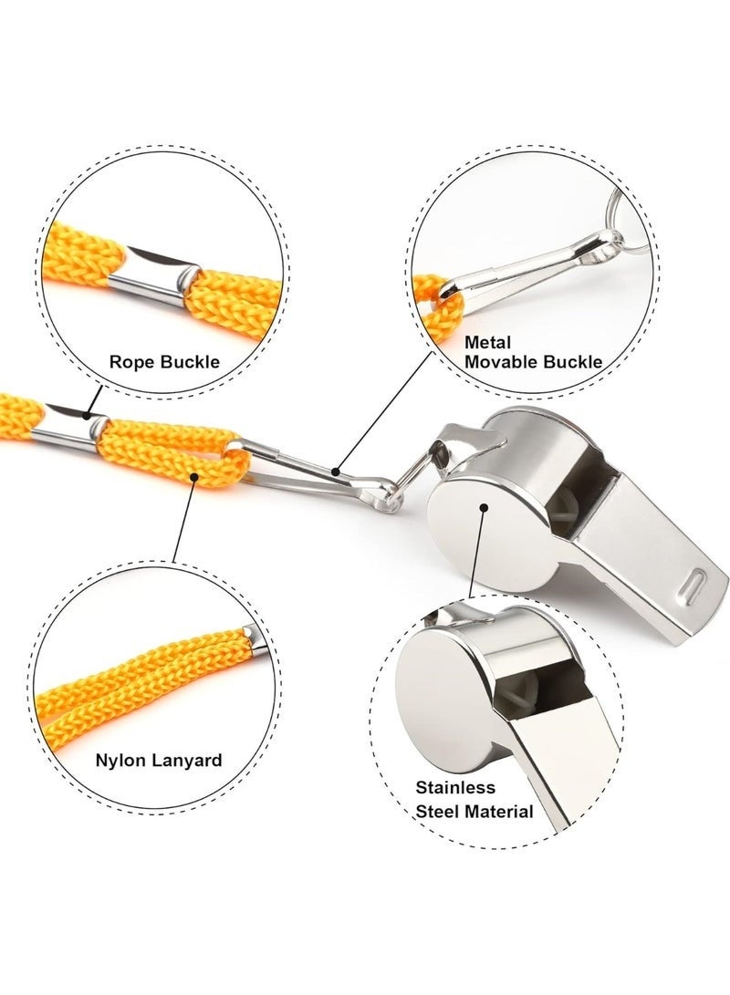 3 Packs Stainless Steel Sports Whistles with Lanyard, Loud Crisp Sound Whistles Bulk Great for Coaches, Referees, and Officials - Image 2